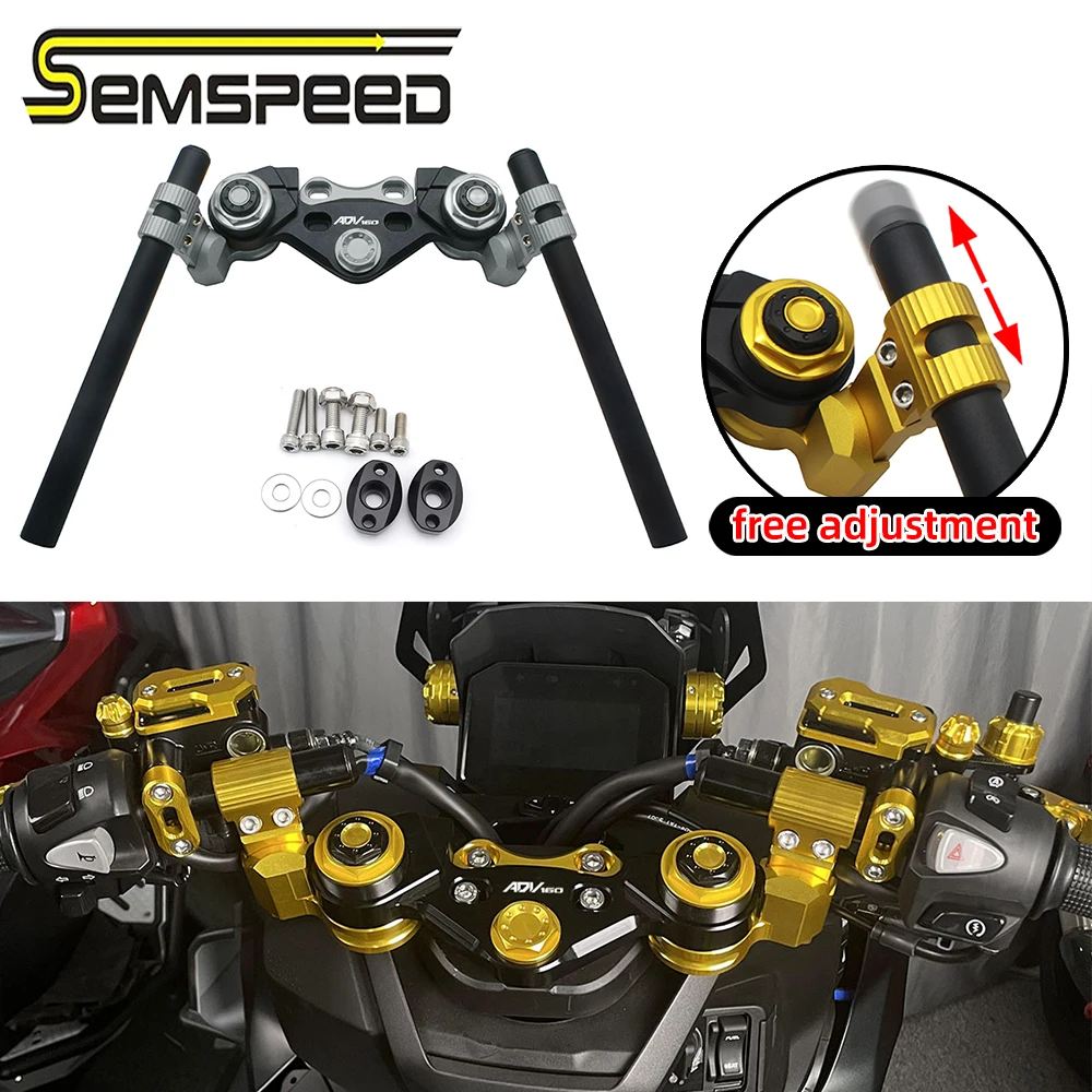 

Semspeed ADV160 Handle Bar Adjustable Detachable Black Gold Red New CNC Solid Handlebar Tube for Honda ADV 160 2022 2023 2024