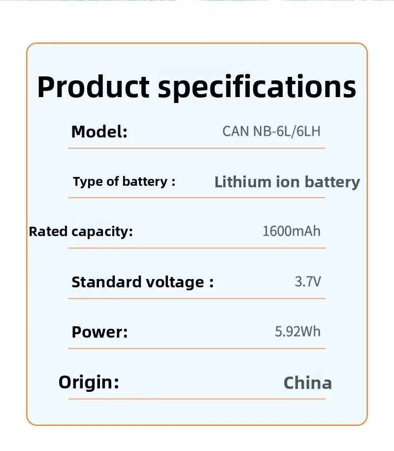 NB-6L بطارية NB6LH لكانون IXUS 105 210 95 300 200 310 265 Hs هو #2