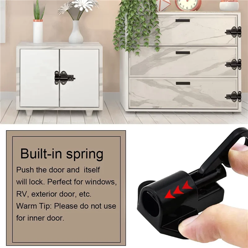ABMR-4 Pack Spring Loaded Latch Sliding Lock, Used For Automatic Door Closing Gun Barrel Latch Automatic Sliding Door Lock
