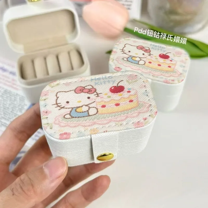 Hello Kitty Jewelry Box Earrings Earring Portable Ring Cute Storage Box Necklace Travel Mini Jewelry. view 6