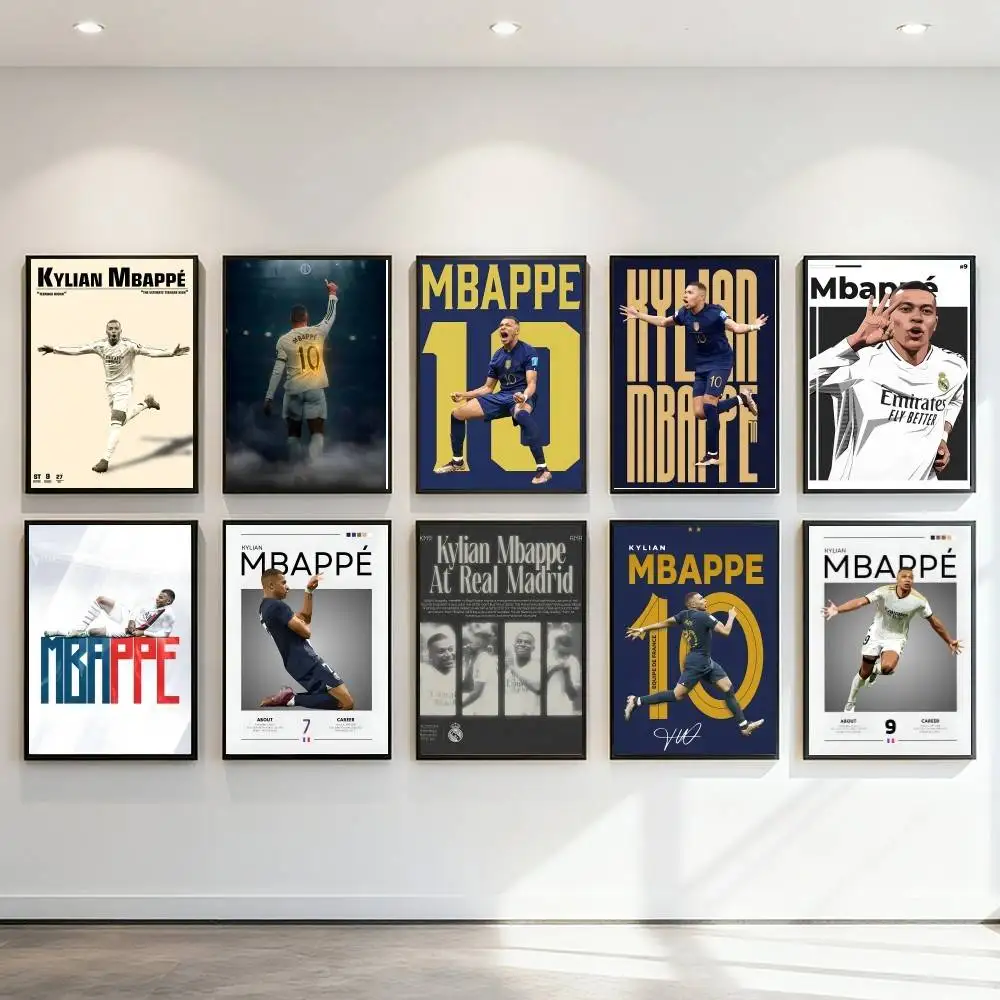 Kylian Mbappe famous football star Poster Art Print Anime Style Home Decor Ideal Gift Perfect Room Decor