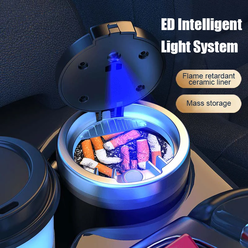 LED Car Ashtray Cigarette Holder Cigar Ash Tray Box For Peugeot 206 307 308 3008 207 208 407 508 2008 5008 107 106 205 4008 301