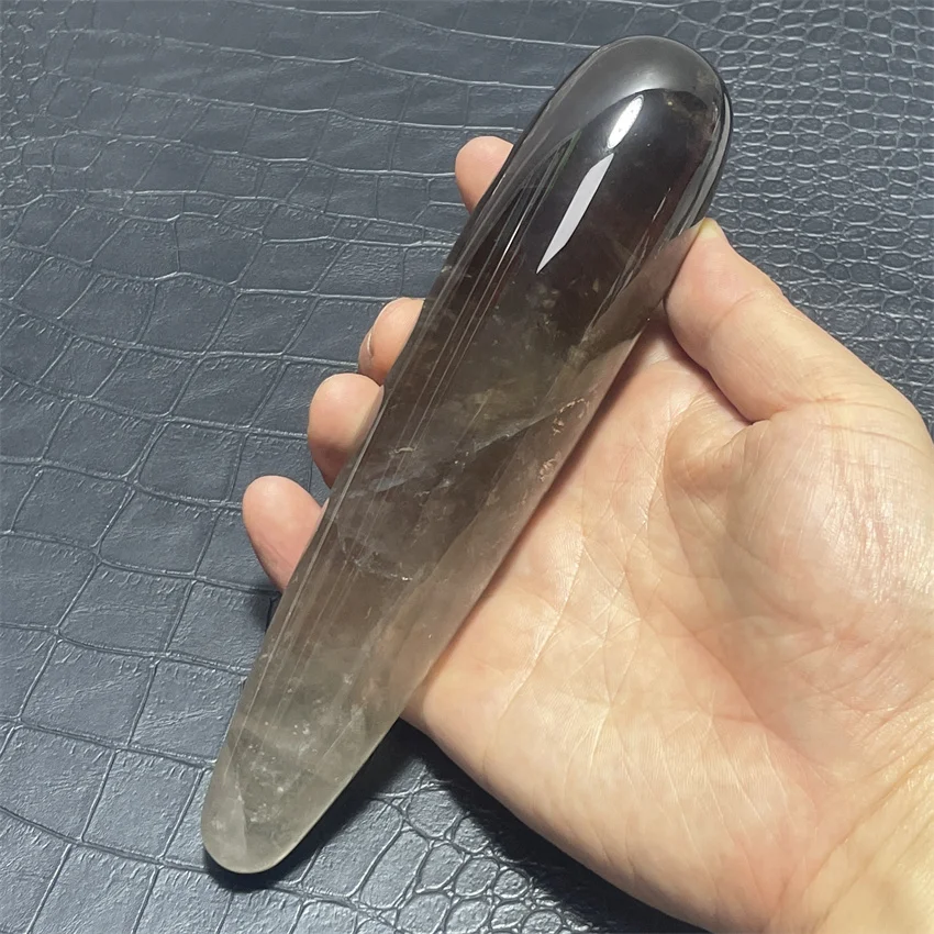 Pene de cuarzo ahumado Natural de 18cm, cristal de cuarzo Yoni, varita de masaje, piedra preciosa curativa como regalo para mujeres, 1 Uds.