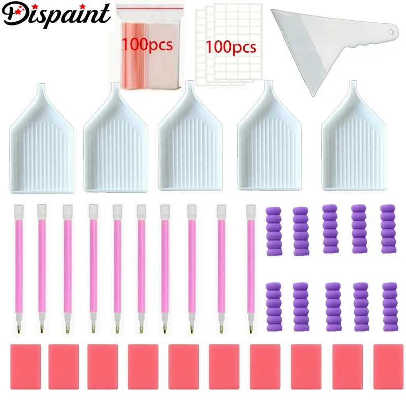 Dispaint Diamond Painting Tools Kit Diamond Embroidery Accessories With Pen Glue Clay Tray Label Stickers Fix Rhinestone Tool