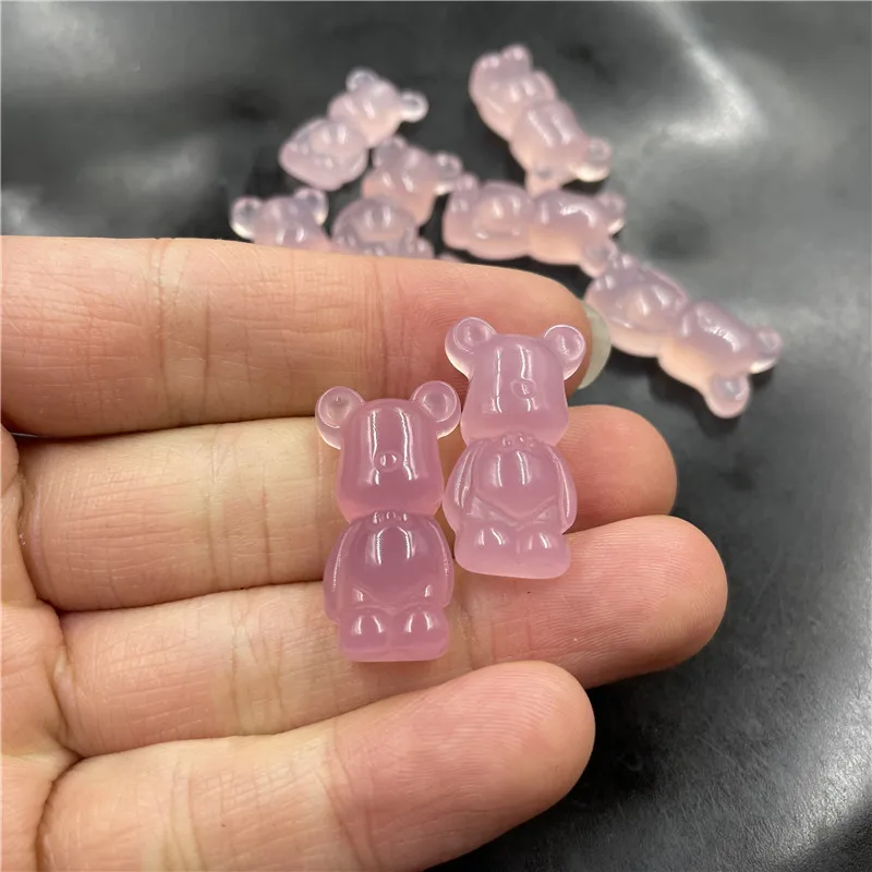 Cheap Jade New Style Pink Chalcedony Agate Violent Bear Pendant Backkom Pendant Cartoon Small Jade Pendant