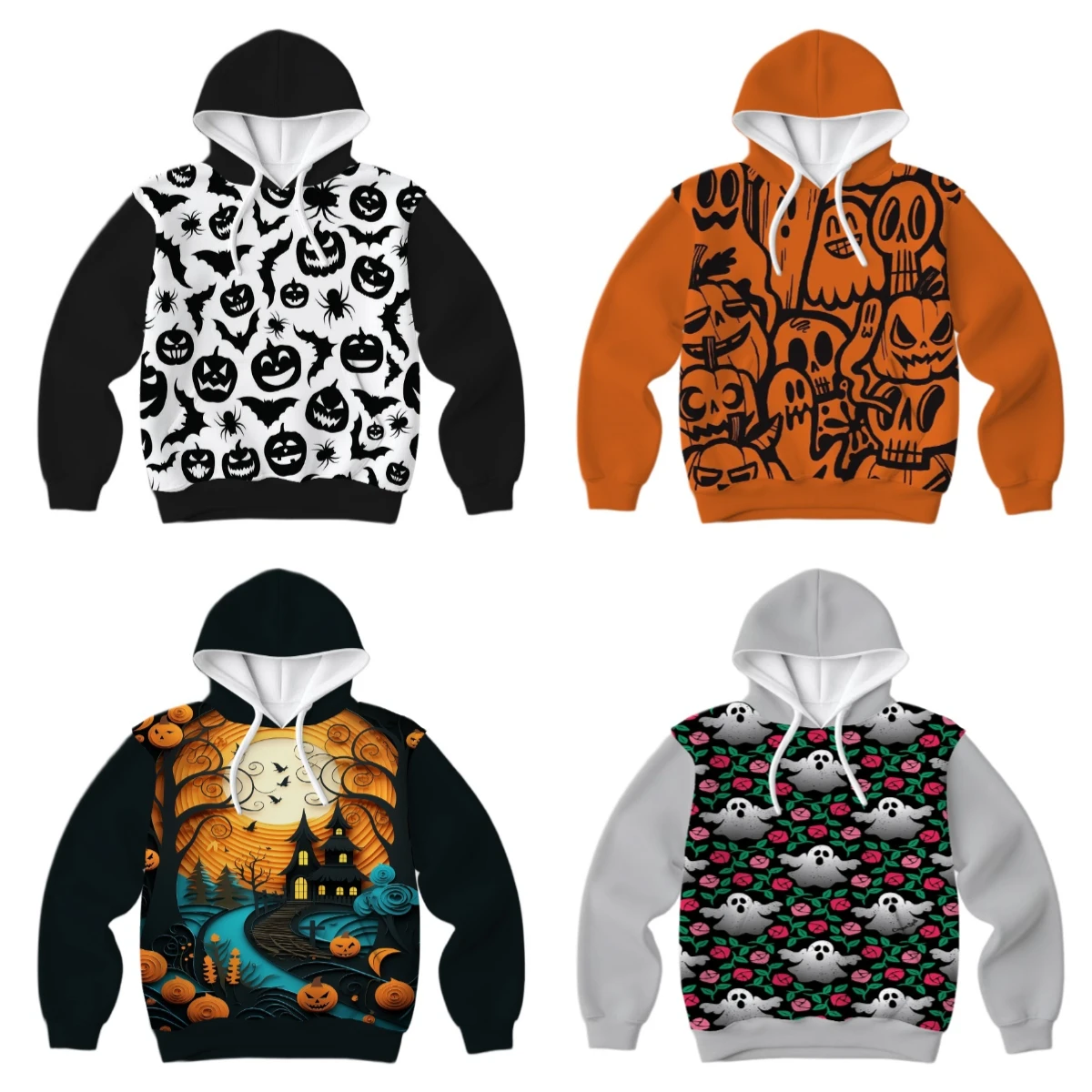 

Latest Autumn/Winter Halloween Horror Elements 3D Printed Hoodie Large Adult Same Size Women Same Size Original Design Top