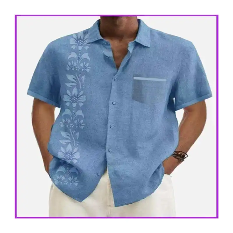 

Bla Men's irt 24 Hawaii 3D Digital Print Polyester Elastic Stand Fit Long Sve Ice Sensation Youthful ular Cotton...