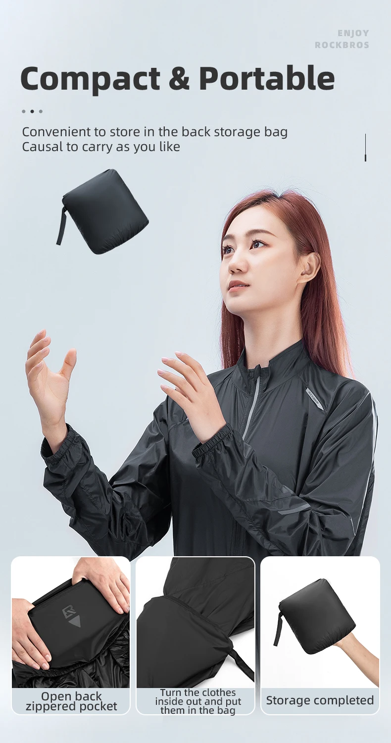 ROCKBROS Fahrradjacke, ultraleichte, atmungsaktive Nylon-Sonnenschutz-Sportbekleidung, schweißabsorbierende Oberbekleidung für Männer und Frauen, lässig. – Detail 10