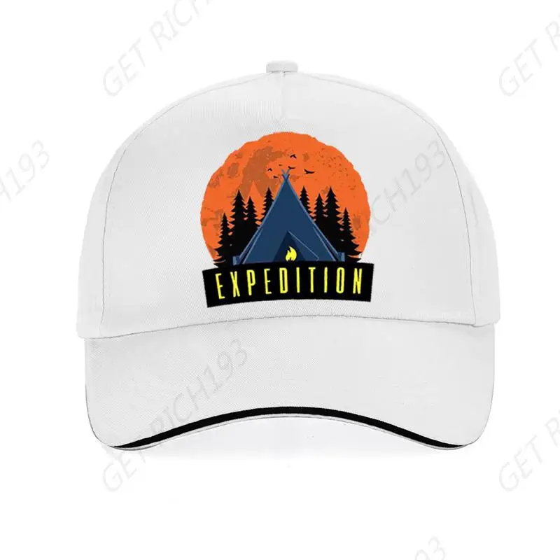 Fashion Outdoor Men Expedition Camping Print Baseball Cap Adjustable Unisex Adventure Night Expedition Campfire Camping Hat