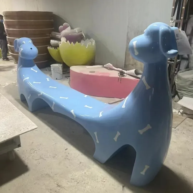Shopping mall leisure seat Meichen commercial letter chair creative lounge area sitting stool fiberglass waiting chair