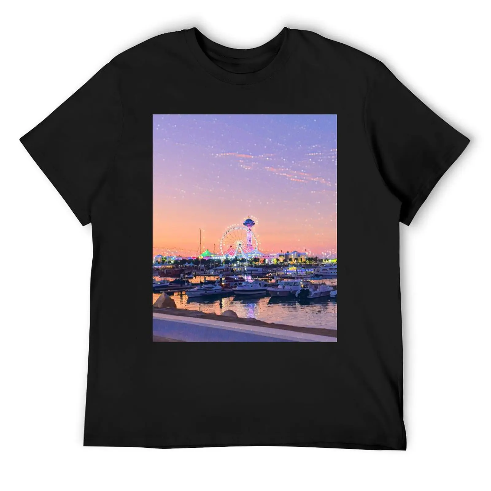 

Ferris Wheel with Pastel Sunset Sea view T-Shirt cotton graphic tees vintage clothes sports fans mens t shirts pack