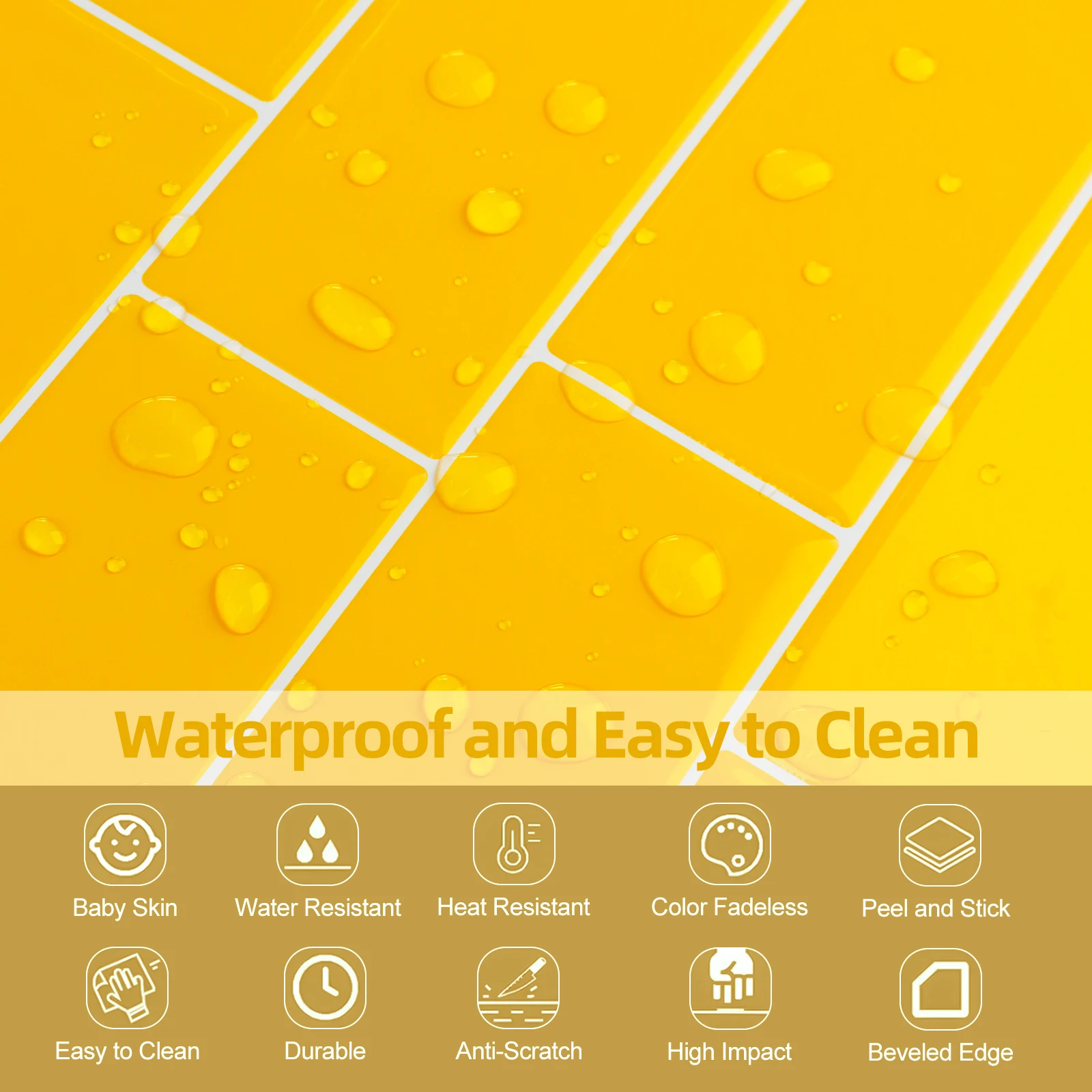 5/10/20pcs Bright Yellow Subwa - Commercial Kitchen Wall Panels ulasan dan harga