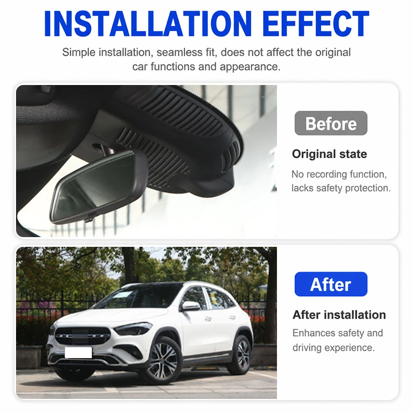 4K HD Hidden Plug and Play Car DVR Dashcam for Mercedes‑Benz GLA H247 2023‑2026, WiFi APP Control Night Vision Video Recorder