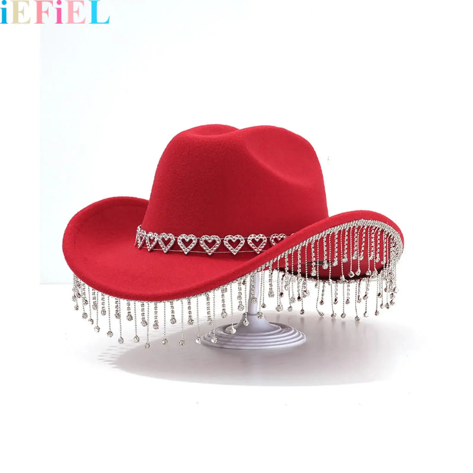 

1 шт. Женская ковбойская шляпа с кисточками и стразами в западном стиле, шляпа для Хэллоуина, ковбойская шляпа для мужчин