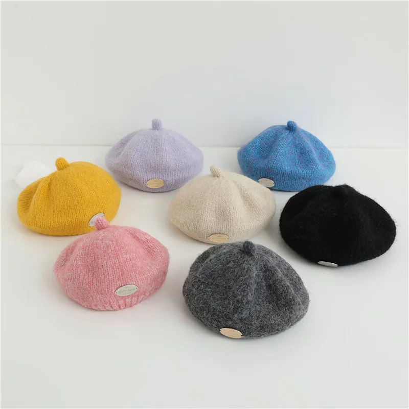 Vintage Kids Beret Hat Autumn Winter Warm Woolen Painter Cap  display picture 3