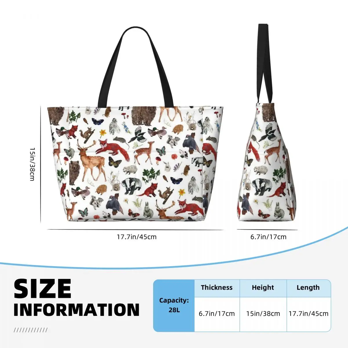 Wild Woodland Animals borsa da viaggio da spiaggia, borsa Tote personalità sport per adulti regalo di compleanno modello Multi-stile