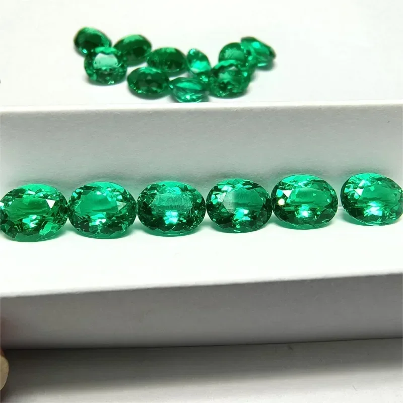 Lab Grown Columbia Emerald Green Oval Shape Gemstone for Diy Jewelry Pendant Bracelet Making Material Selectable AGL Certificate