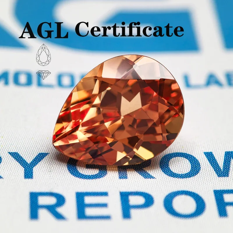 

Lab Grown Sapphire Pear Shaped Orange Color Charm Gemstone DIY Ring Necklace Earrings Main Materials with AGL Certificate