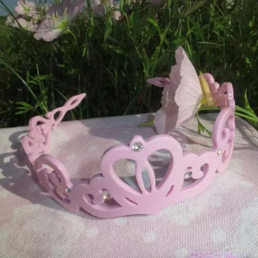 Acetic Acid Material Decorative Hairband Diamond Ornament Vine Pattern Crown Hair Hoop Crown Shape Hollow Design