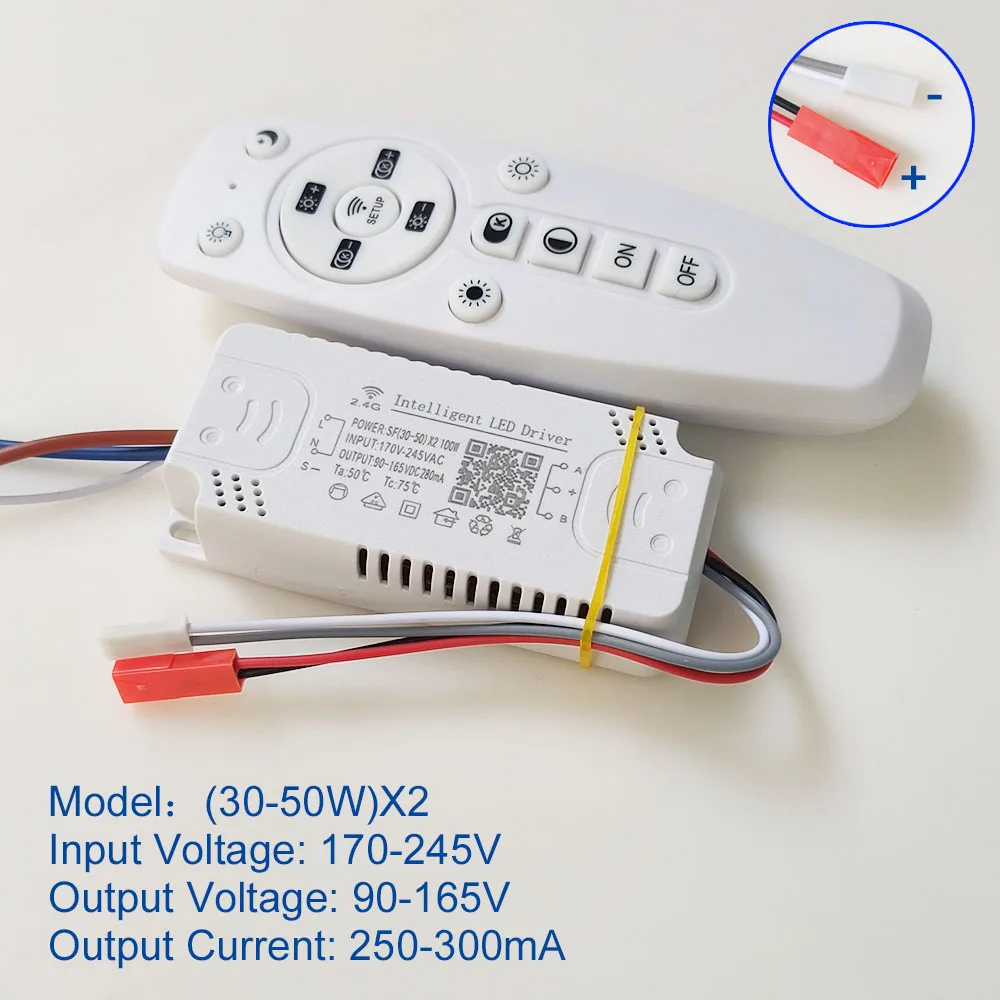 Transformador permutável a cores regulável, 2,4g, controlador de led, com aplicação de controlo remoto, para candelabro, (20-40-80w)