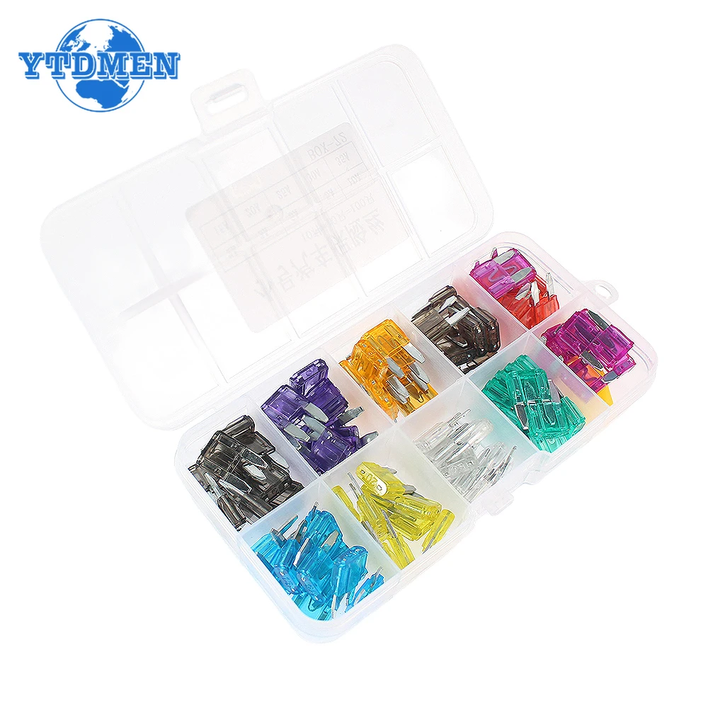 10pcs 100pcs Car Fuse Assortment Set Profile Small Size Blade Type Fuse Auto Car Truck 2A-40A with Clip