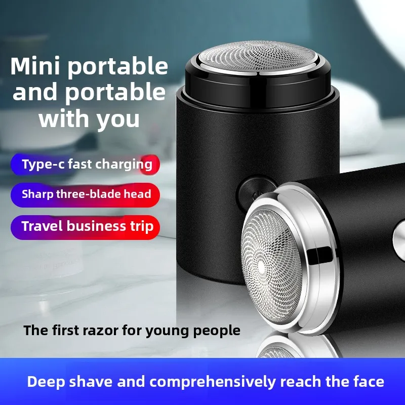 Portable men's electric shaver, mini USB rechargeable battery with long lifespan, waterproof facial beard shaver, travel tool