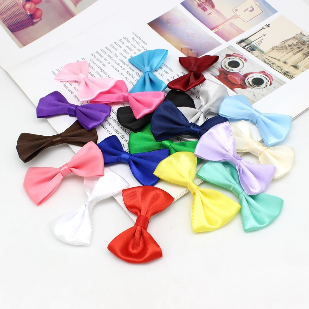 20pcs or 50pcs 40mm-60mm  Bows Girls Boutique Craft Wedding Satin Ribbon Bows DIY Hair Accessories Sewing Supplies