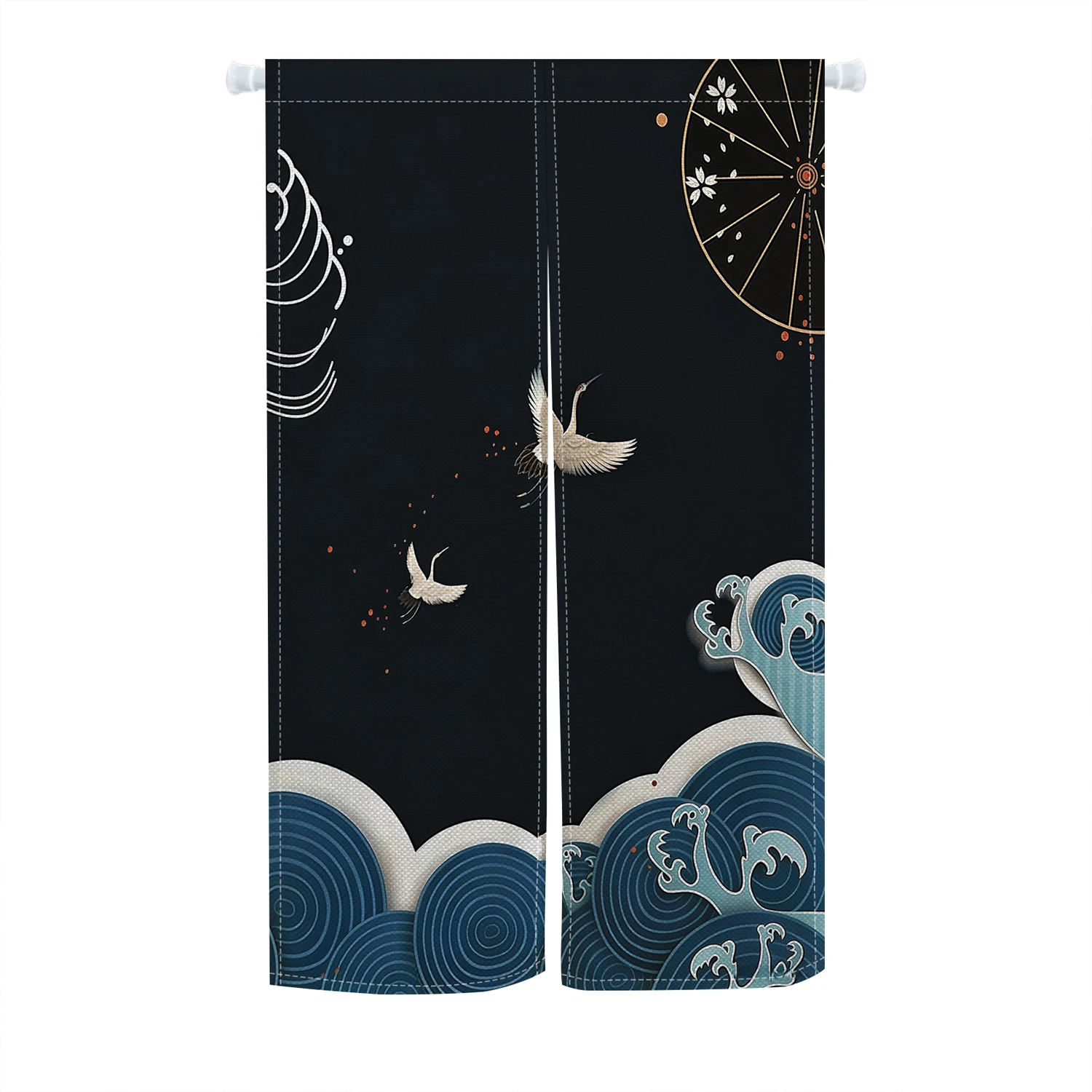 Chinese Style Black Red Modern Luxury Linen Door Curtains Bedroom Partition Kitchen Living Room Entrance Hanging Half-Curtains
