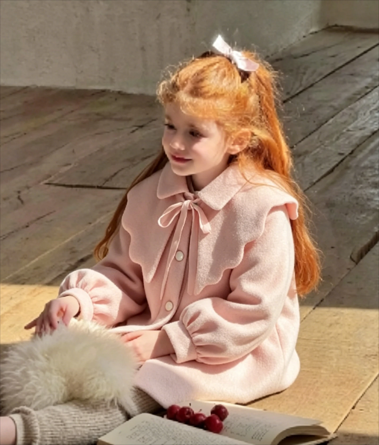 2026 Winter New Children Clothing Girls Thick Woolen Long Coat Children Cape Two Piece Set Thick Woolen Trench Coat
