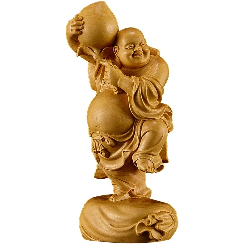 

Maitreya Laugh Buddha Happy Buddha Wood Carving Solid Wood Crafts Home Decor Feng Shui Ornaments