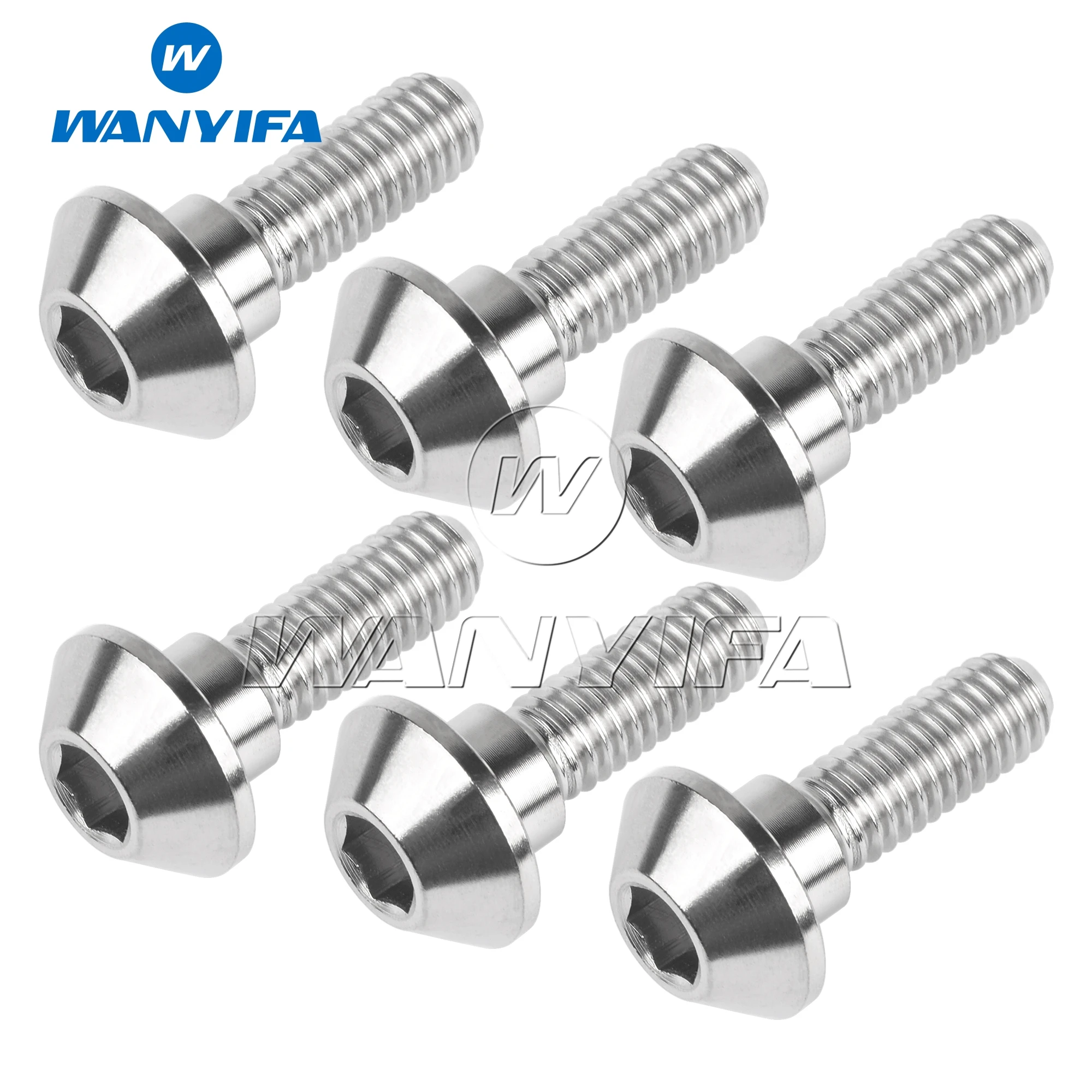 Wanyifa Titanium Bolt M6x20/25mm Tapered Ball Conical Head Screws for Yamaha Motorcycle Brakes 6pcs