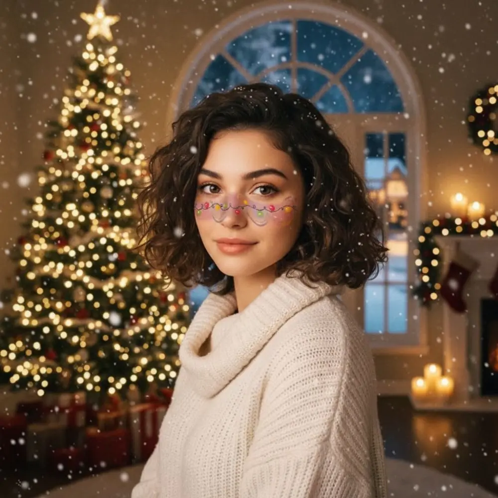 12 قطعة/المجموعة مقاوم للماء عيد الميلاد الوجه الوشم الملونة طويلة الأمد النمش ملصقات ندفة الثلج/ثلج شجرة عيد الميلاد #4