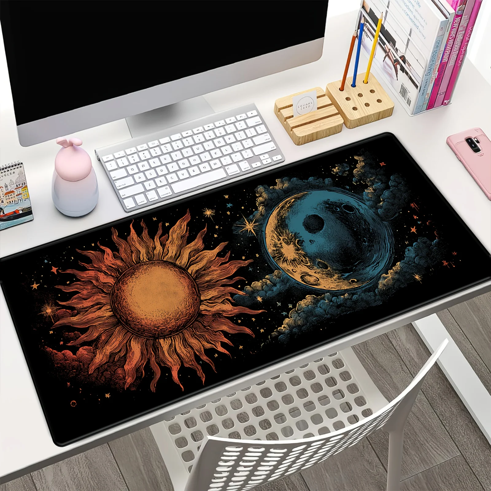 

Уникальный коврик для мыши с рисунком солнца и луны, настольный коврик, игровой коврик, аксессуары для ПК, коврики для клавиатуры и мыши, офисный коврик, alfombrilla ratón, коврик для мыши