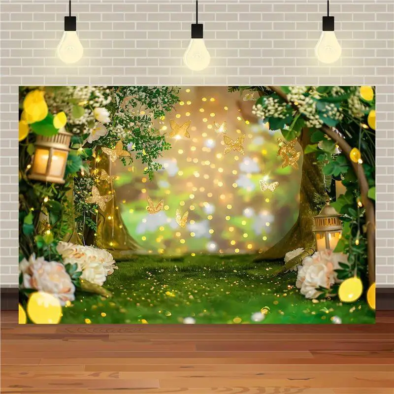 Photography Background Spring Fantasy Colorful Nature Jungle Butterfly Magic Fairy Kids Birthday Party Decor Scene Studio Prop ﻿