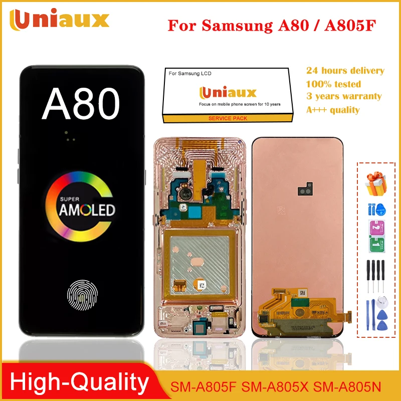 AMOLED LCD For Samsung Galaxy A80 A805F SM-A8050 LCD Display Touch Screen Digitizer Repair Parts Assembly Replacement