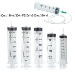 80-350ml Plastic Syringe Large Capacity Syringe Transparent Reusable Sterile Measuring Injection Syringe Nutrient Hydroponics