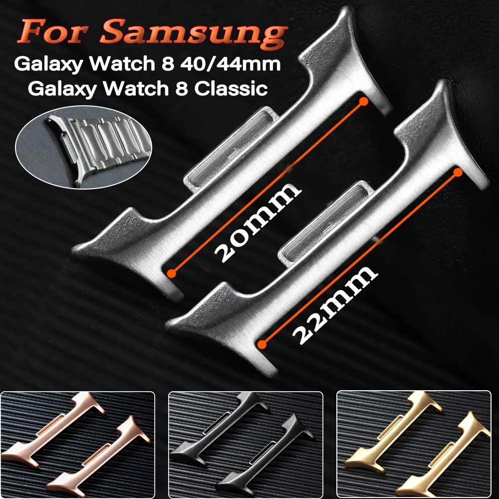 2 pçs adaptadores para samsung galaxy watch 8 40/44mm 8 clássico pulseira link conector de metal 20/22mm para pulseira smartwatch acessório