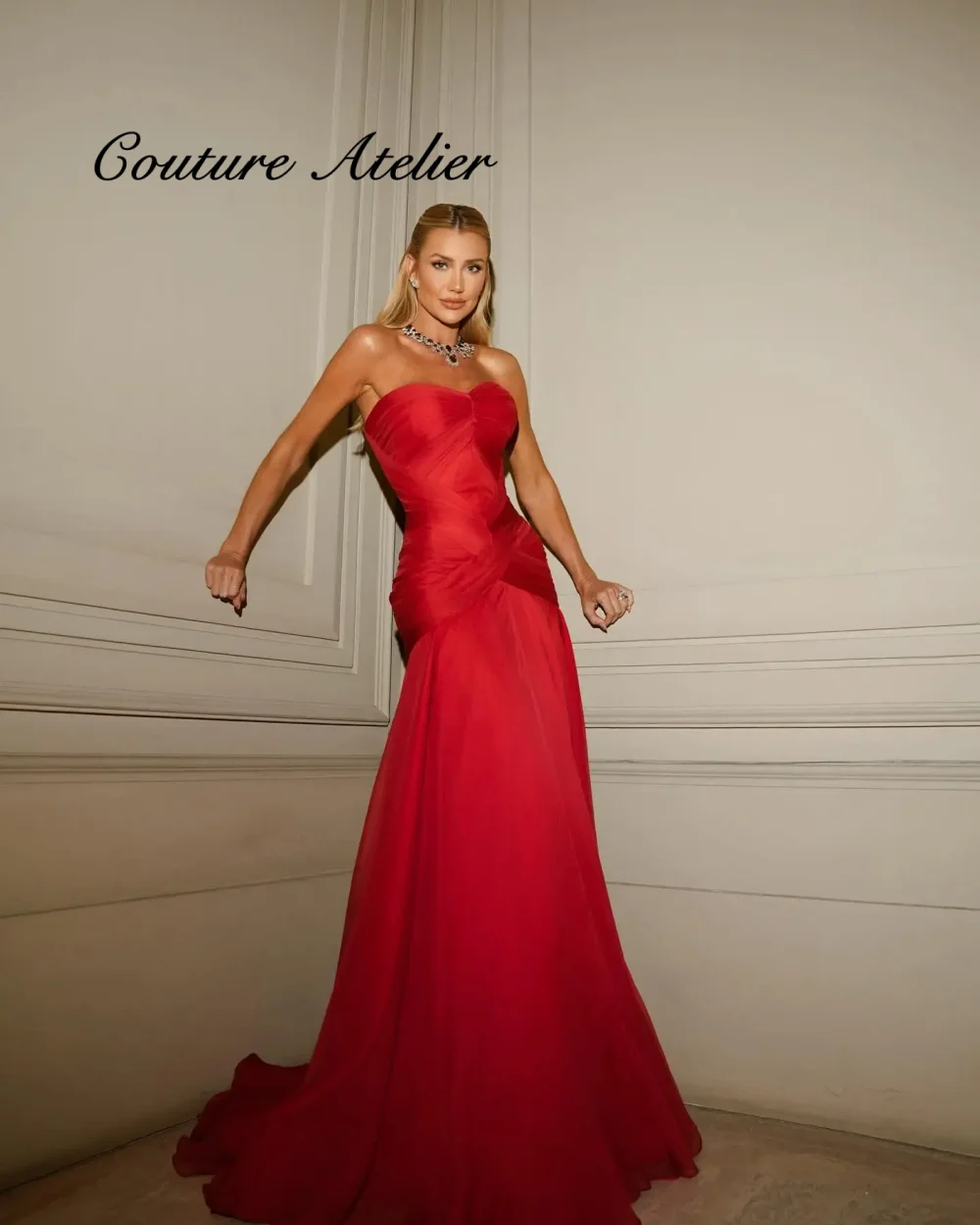 

Красный тюль Милая Русалка Пром платья с пышными складками и бисером Vestidos De Festa Часовня со шлейфом Прямая доставка по индивидуальному заказу