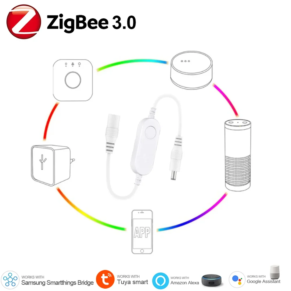 Mini Zigbee 3.0 Led Smart Dimmer Controller DC12V-24V 5050 2835 COB Single Color Voice Work with Alexa Google Home Smart things