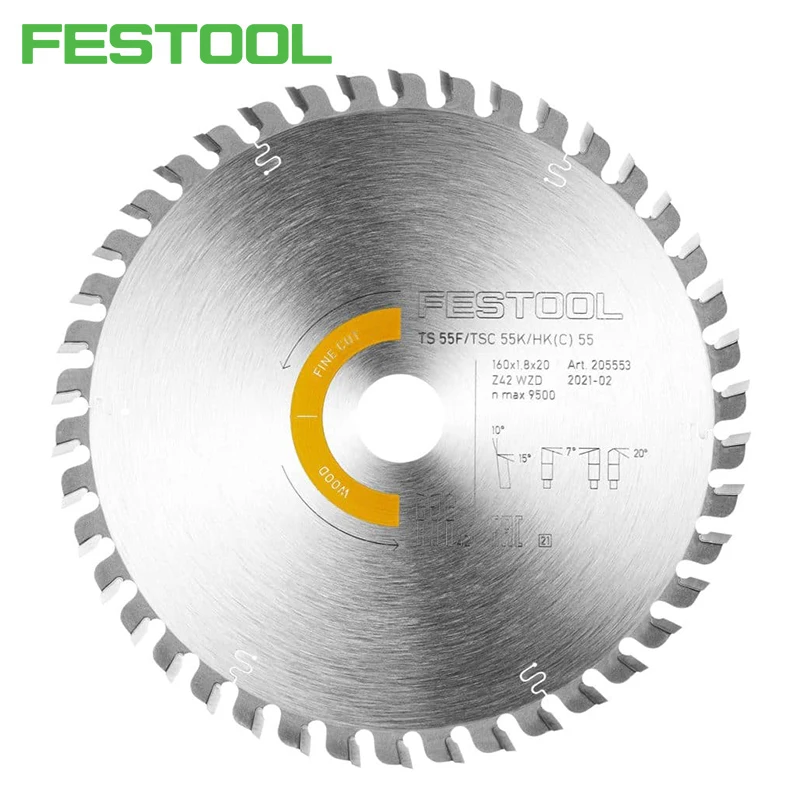 FESTOOL 205553 Saw Blade WOOD FINE CUT HW 160x1,8x20 WD42 for TS 55 F, TSC 55 K, HK 55 and HKC 55