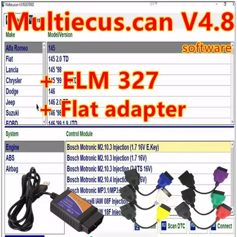 

Newest Multiecuscan V4.8 Software For Fiat Connector Multi-Ecu-Scan 4.8 Register Work With ELM327 Multi Ecu Scan V4.8