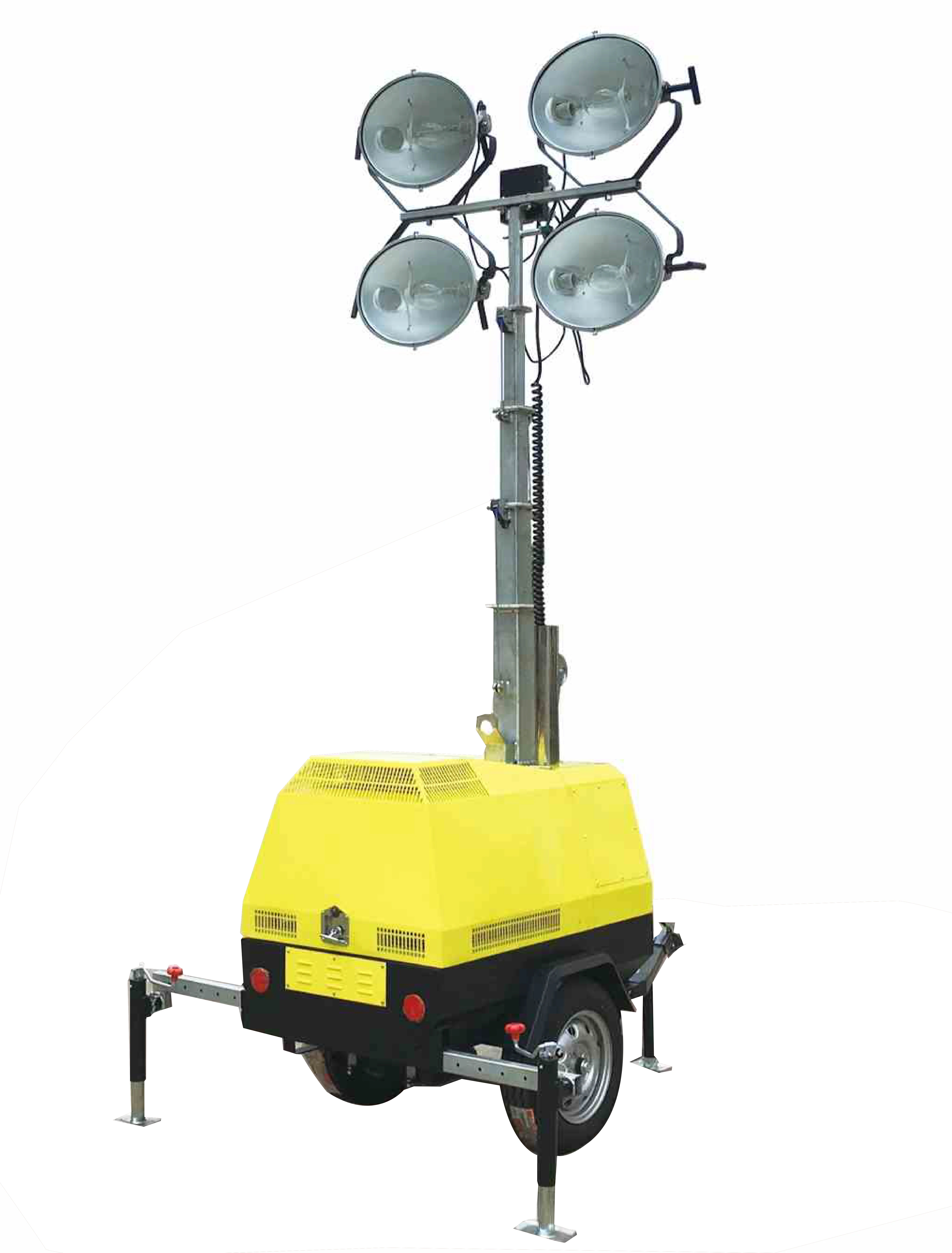 5M Diesel Generator 4x1000W Mobile Light Towers Telescopic Mast Portable Outdoor Lighting Tower