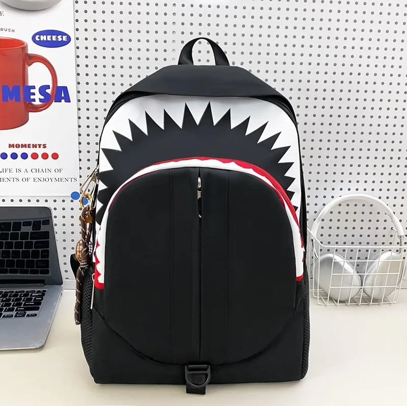 

2026 versatile new Casual niche backpack design versatile shark funny ugly cute backpacking large capacity student bag