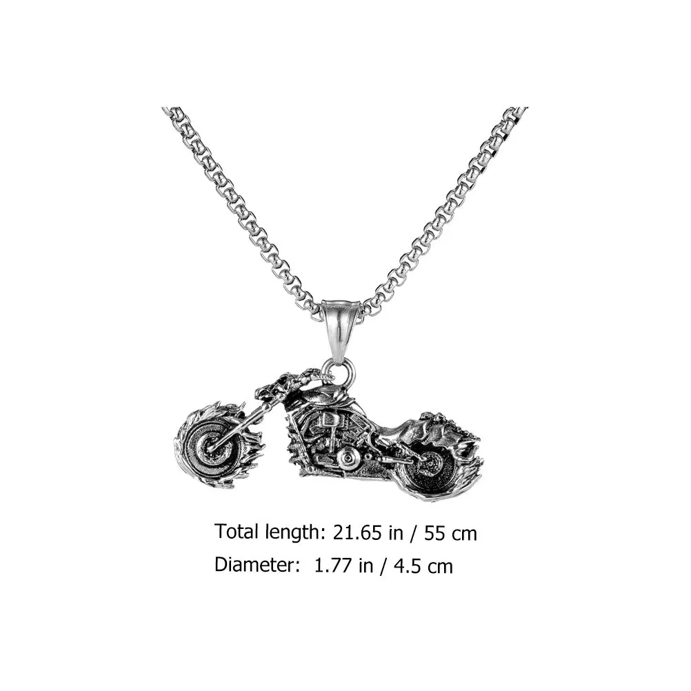 1Pcs Stainless Steel Male Necklace Creative Hip-Hop Motorcycle Pendant Stylish Cool Men Fashion Choker Motorbike Pendant Choker