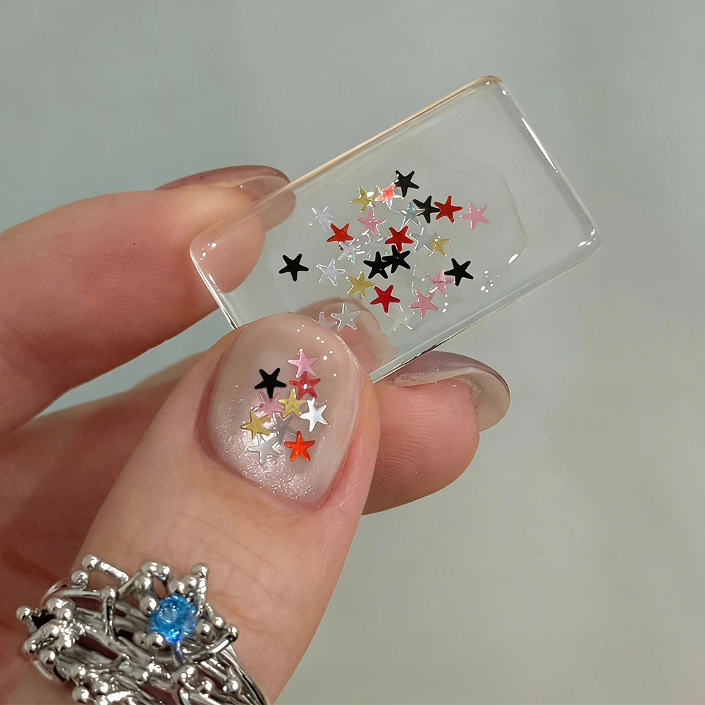 1/2Jar Mixed Mini Colorful Pentagram Nail Glitter Sequins 1-2.5mm Laser Red Purple Five-pointed Star Nail Flakes Shiny Nail Deco