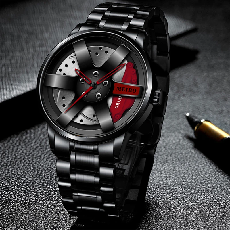 

New Arrival Fashion Watches Alloy Watch Band Black Round Stainless Steel Quartz Wrist Watch for Male Wristwatch