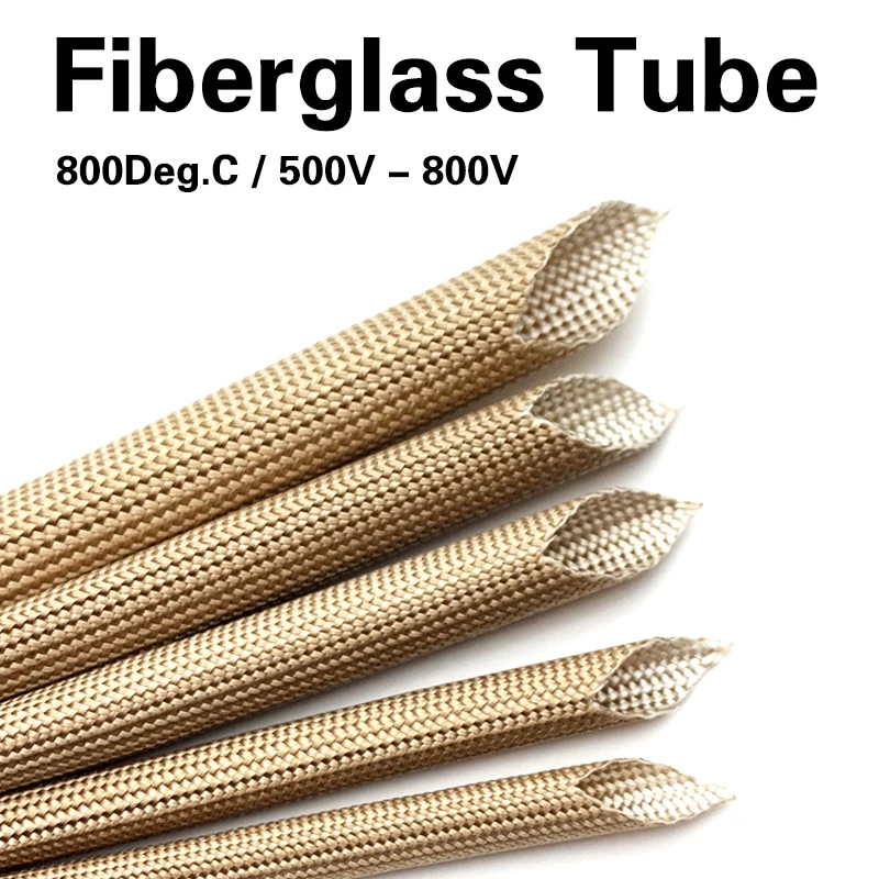 800Deg.C Multi Size Fiberglass Tube HTG Cable Sleeve Soft Chemical Fiber Glass Wire Alkali Free Fiber Braided Insulation Against