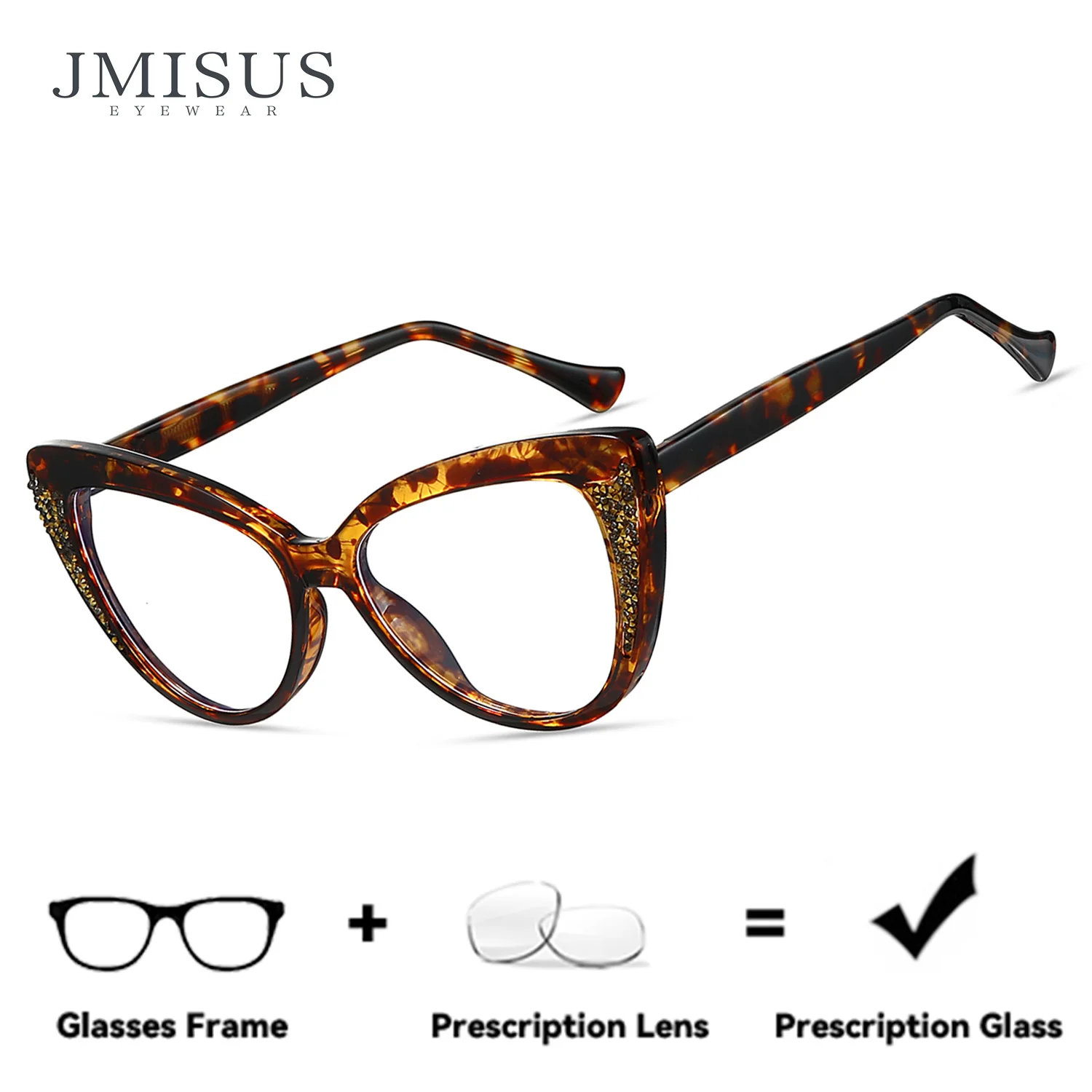 jmisus-クラシックスクエア超軽量アセテート処方メガネ女性フォトクロミックブラウンキャットアイプログレッシブアイウェア