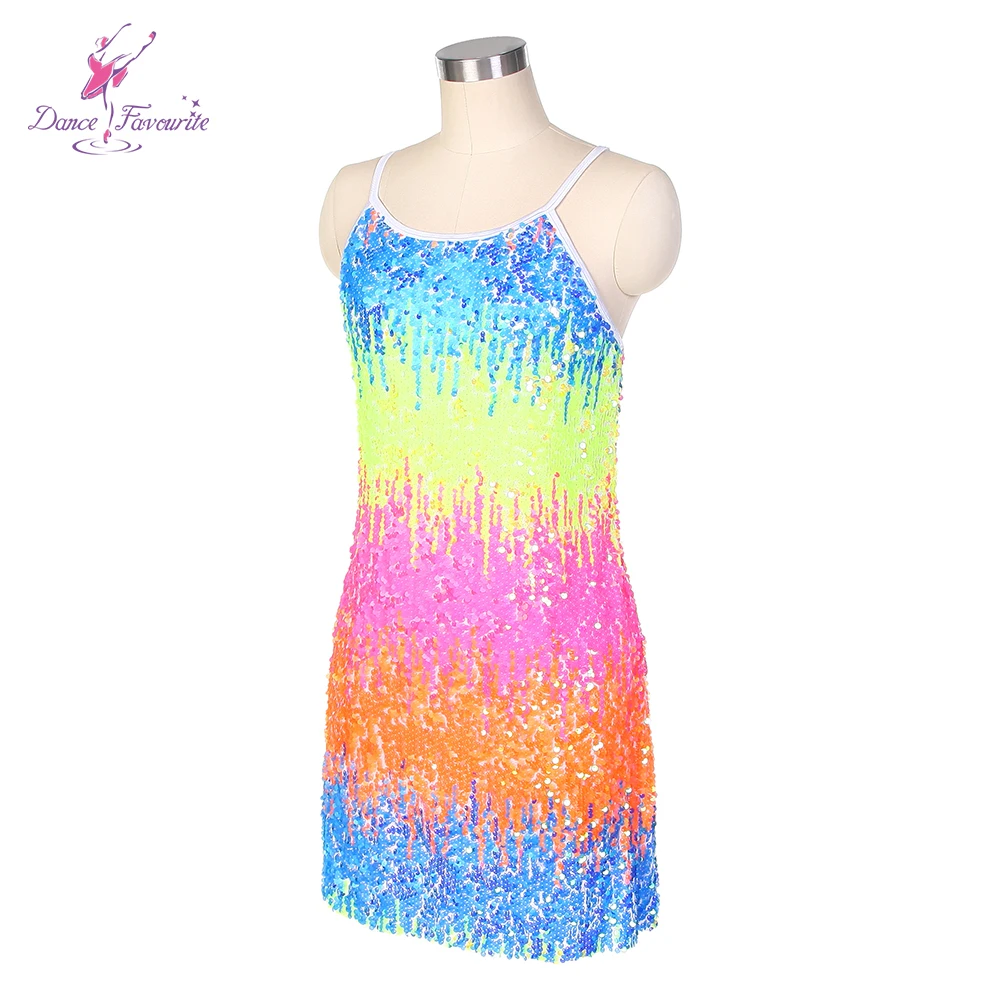 Màu Sequin spandex vạt áo phụ nữ & cô gái sân khấu hiệu suất ba lê, jazz tap trang phục khiêu vũ với tutu múa trẻ trang phục