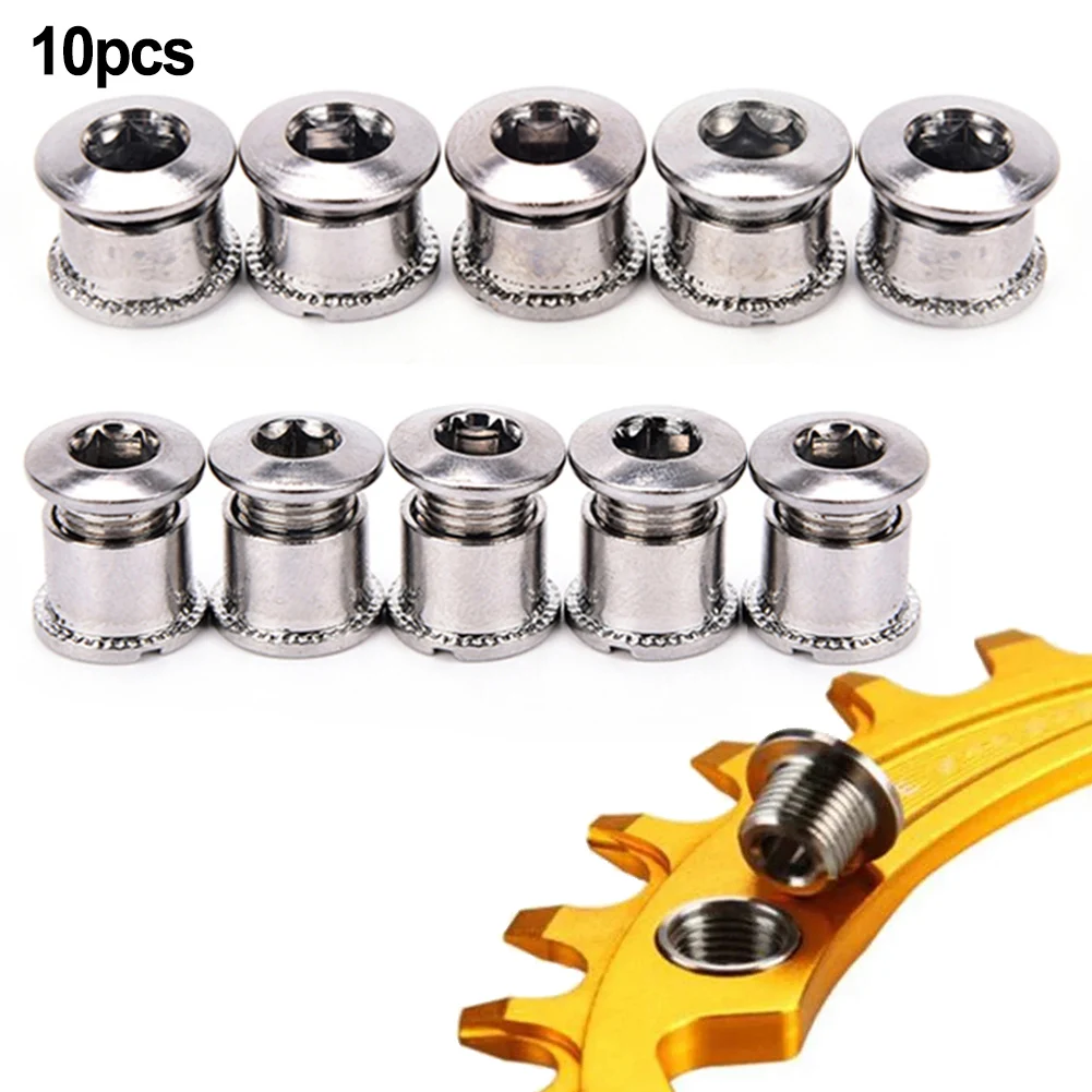 10Pcs Bike Chainring Bolts Road Plate Screws Single/double Crankset Bolts Chainwheel Screw Crank Part Stainless Steel Accessory